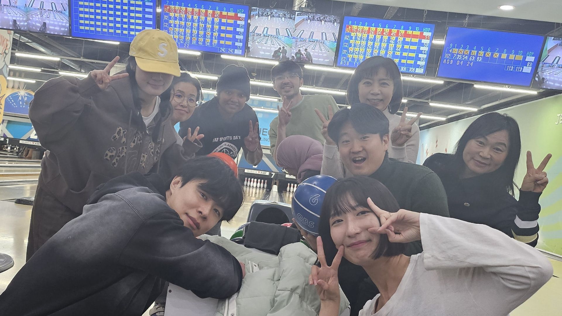Members bowling together